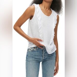 Michael Stars Sofie Ruffle Tank Top in White size O/S=M